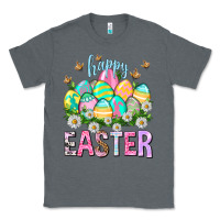 Charcoal Heather Happy Easter with eggs Classic Tee - NancyCooperArtShop