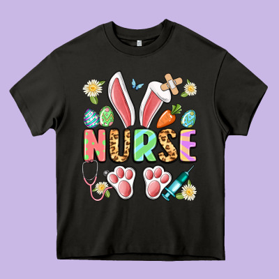 Easter Nurse Bunny Heavy Core Tee Designed By Artiststas