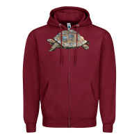 Burgundy Tortoise Illustrations Zipper Hoodie - LillyAllenDesigns