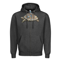 Charcoal Heather Tortoise Illustrations Zipper Hoodie - LillyAllenDesigns