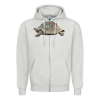 Dove Grey Tortoise Illustrations Zipper Hoodie - LillyAllenDesigns