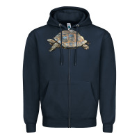 Navy Tortoise Illustrations Zipper Hoodie - LillyAllenDesigns