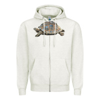 Oatmeal Heather Tortoise Illustrations Zipper Hoodie - LillyAllenDesigns