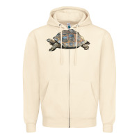 Sandshell Tortoise Illustrations Zipper Hoodie - LillyAllenDesigns