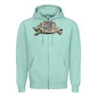 Seafoam Tortoise Illustrations Zipper Hoodie - LillyAllenDesigns