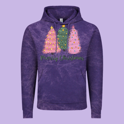 Merry Christmas Trees Vintage Hoodie Designed By Cowgirlartshop
