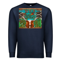 Navy whild child longhorn  cactus cowhide Premium Sweatshirt - Artiststas