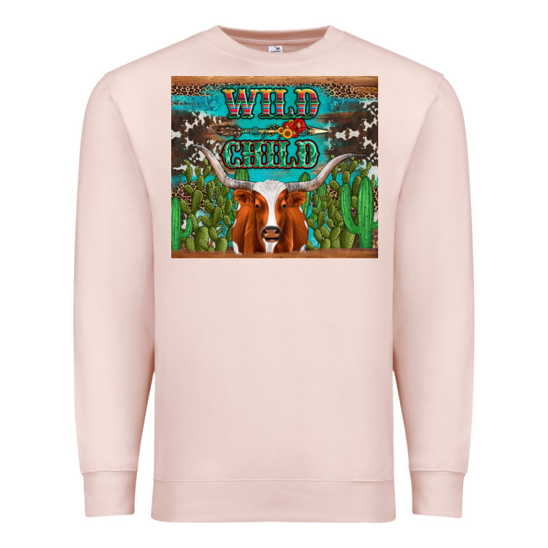 Whild Child Longhorn  Cactus Cowhide Premium Sweatshirt by Artiststas | Teevron