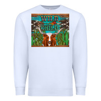 White whild child longhorn  cactus cowhide Premium Sweatshirt - Artiststas