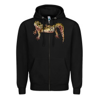Black Gecko Lizard Illustrations Zipper Hoodie - LillyAllenDesigns