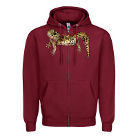 Burgundy Gecko Lizard Illustrations Zipper Hoodie - LillyAllenDesigns