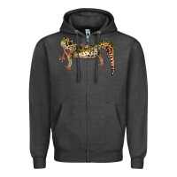 Charcoal Heather Gecko Lizard Illustrations Zipper Hoodie - LillyAllenDesigns