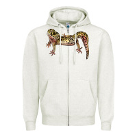 Oatmeal Heather Gecko Lizard Illustrations Zipper Hoodie - LillyAllenDesigns