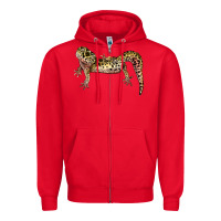 Red Gecko Lizard Illustrations Zipper Hoodie - LillyAllenDesigns