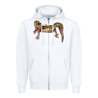 White Gecko Lizard Illustrations Zipper Hoodie - LillyAllenDesigns