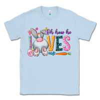 Dusty Blue Oh how he loves us Classic Tee - NancyCooperArtShop