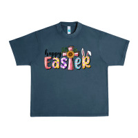 Midnight Navy Happy Easter With Cross Urban Heavy Tee - RanaPortraitStore