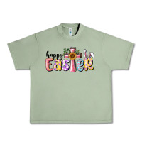 Oil Green Happy Easter With Cross Urban Heavy Tee - RanaPortraitStore