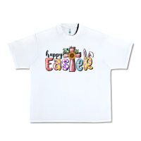 White Happy Easter With Cross Urban Heavy Tee - RanaPortraitStore