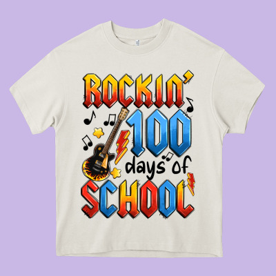 Rockin' 100 Days Of School Heavy Core Tee Designed By Artiststas