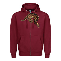 Burgundy Royal Ball Python Illustrations Zipper Hoodie - LillyAllenDesigns