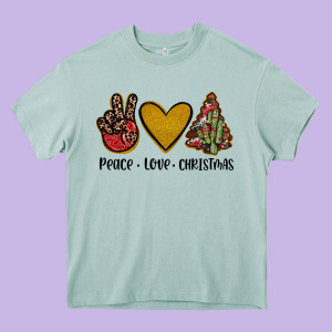 Peace Love Christmas Heavy Core Tee Designed By Jahusdesignshop