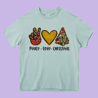 Peace Love Christmas Heavy Core Tee Designed By Jahusdesignshop