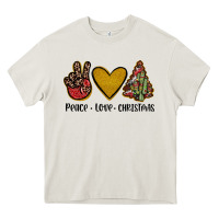 Cream peace love christmas Heavy Core Tee - JahusDesignShop