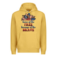 Antique Gold home of the free because of the brave Premium Hoodie - BundleAndBundleShop