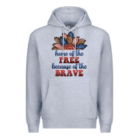 Heather Grey home of the free because of the brave Premium Hoodie - BundleAndBundleShop