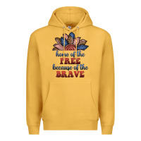Mustard home of the free because of the brave Premium Hoodie - BundleAndBundleShop