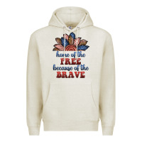Oatmeal Heather home of the free because of the brave Premium Hoodie - BundleAndBundleShop
