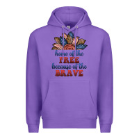 Purple home of the free because of the brave Premium Hoodie - BundleAndBundleShop