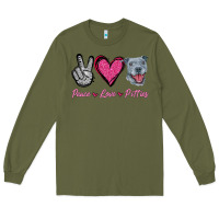 Army Green Peace Love Pitties Long Sleeve Tee - Jasminsmagicworld