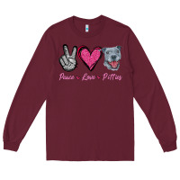 Burgundy Peace Love Pitties Long Sleeve Tee - Jasminsmagicworld