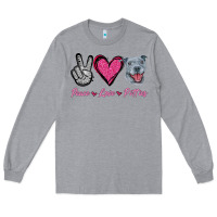Heather Grey Peace Love Pitties Long Sleeve Tee - Jasminsmagicworld