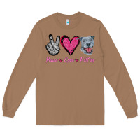 Toasted Coconut Peace Love Pitties Long Sleeve Tee - Jasminsmagicworld