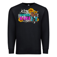 Black cowgirl mama with boots and sunflowers and cowhide Premium Sweatshirt - Artiststas