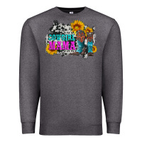 Charcoal Heather cowgirl mama with boots and sunflowers and cowhide Premium Sweatshirt - Artiststas