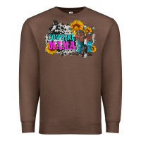 Chestnut cowgirl mama with boots and sunflowers and cowhide Premium Sweatshirt - Artiststas