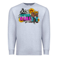 Heather Grey cowgirl mama with boots and sunflowers and cowhide Premium Sweatshirt - Artiststas