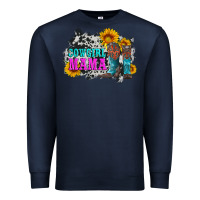 Navy cowgirl mama with boots and sunflowers and cowhide Premium Sweatshirt - Artiststas