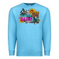 Ocean Blue cowgirl mama with boots and sunflowers and cowhide Premium Sweatshirt - Artiststas