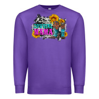 Purple cowgirl mama with boots and sunflowers and cowhide Premium Sweatshirt - Artiststas