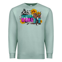 Seafoam cowgirl mama with boots and sunflowers and cowhide Premium Sweatshirt - Artiststas