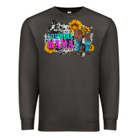 Smoke cowgirl mama with boots and sunflowers and cowhide Premium Sweatshirt - Artiststas