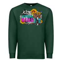 Sports Green cowgirl mama with boots and sunflowers and cowhide Premium Sweatshirt - Artiststas