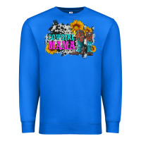 True Royal cowgirl mama with boots and sunflowers and cowhide Premium Sweatshirt - Artiststas