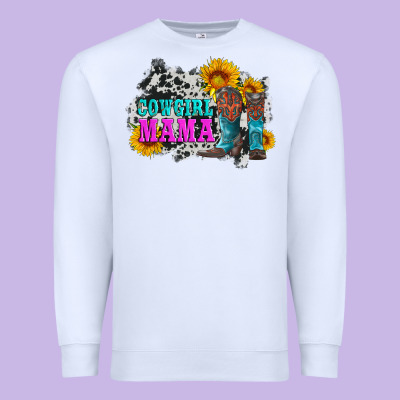 Cowgirl Mama With Boots And Sunflowers And Cowhide Premium Sweatshirt Designed By Artiststas