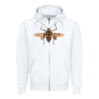 White acrocinus beetle with wings Zipper Hoodie - LillyAllenDesigns